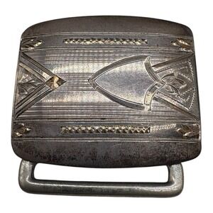 Antique C.B. Marks & Co Sterling Silver Belt Buckle Cincinnati Arts Crafts 20.9g